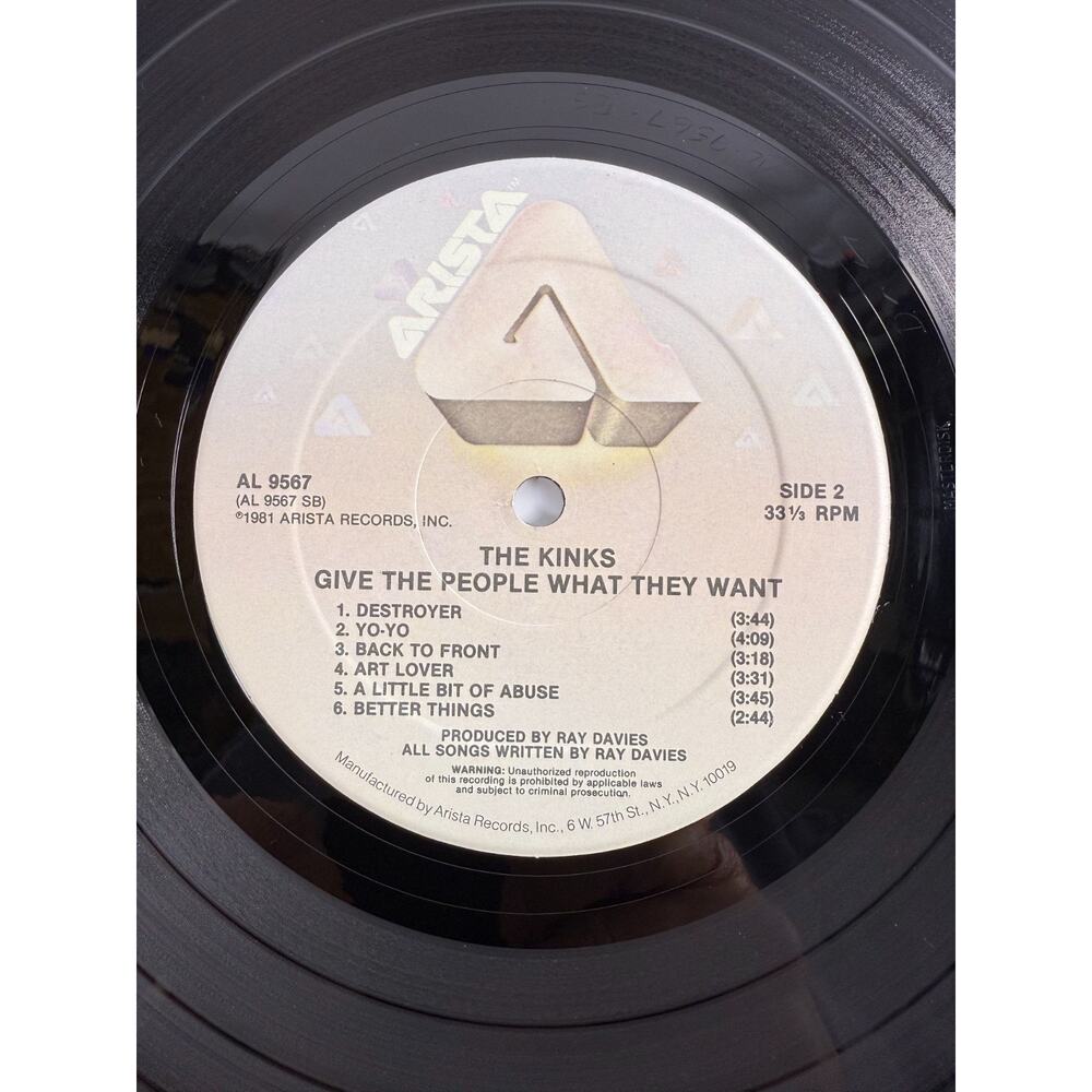 Kinks Give the People What They Want Vinyl Arista Masterdisk Pic Sleeve EX - Picture 6 of 6